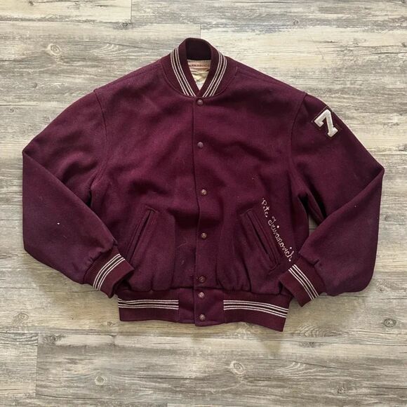 Vintage 40s Columbus Academy Vikings Varsity Jacket Size 44 Chain Stitched - Picture 3 of 8